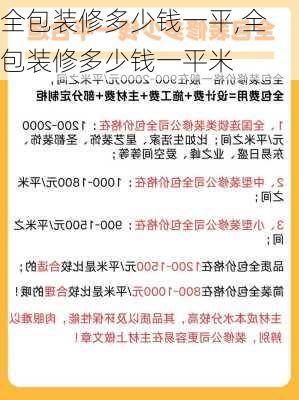 全包装修多少钱一平,全包装修多少钱一平米