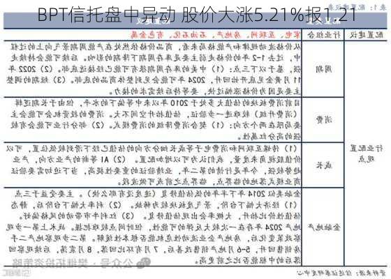 BPT信托盘中异动 股价大涨5.21%报1.21
