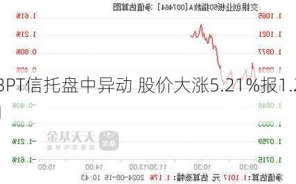 BPT信托盘中异动 股价大涨5.21%报1.21
