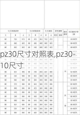 pz30尺寸对照表,pz30-10尺寸