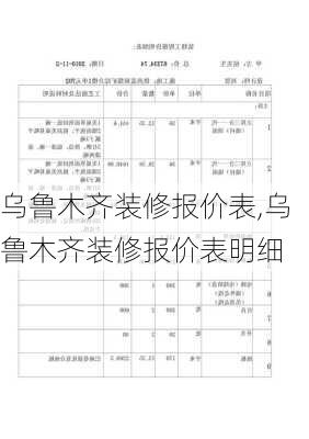 乌鲁木齐装修报价表,乌鲁木齐装修报价表明细