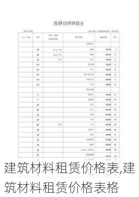 建筑材料租赁价格表,建筑材料租赁价格表格