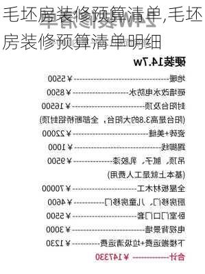 毛坯房装修预算清单,毛坯房装修预算清单明细