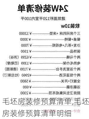 毛坯房装修预算清单,毛坯房装修预算清单明细