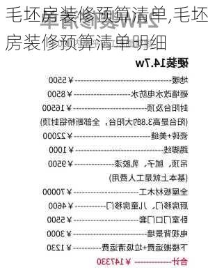 毛坯房装修预算清单,毛坯房装修预算清单明细