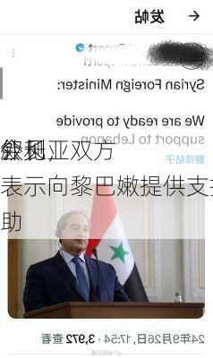 叙利亚
会见
外长，双方表示向黎巴嫩提供支持和援助