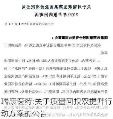 瑞康医药:关于质量回报双提升行动方案的公告