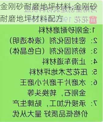 金刚砂耐磨地坪材料,金刚砂耐磨地坪材料配方