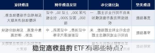 如何选择具有
稳定高收益的 ETF？
稳定高收益的 ETF 有哪些特点？