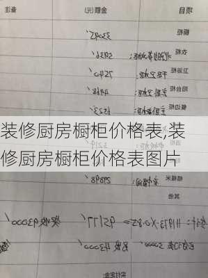 装修厨房橱柜价格表,装修厨房橱柜价格表图片