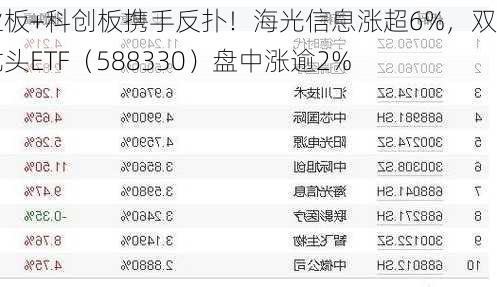 创业板+科创板携手反扑！海光信息涨超6%，双创龙头ETF（588330）盘中涨逾2%