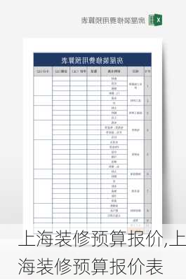 上海装修预算报价,上海装修预算报价表