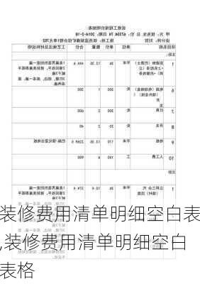 装修费用清单明细空白表,装修费用清单明细空白表格