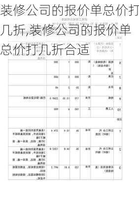 装修公司的报价单总价打几折,装修公司的报价单总价打几折合适