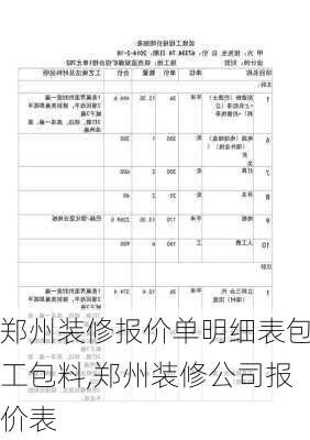 郑州装修报价单明细表包工包料,郑州装修公司报价表