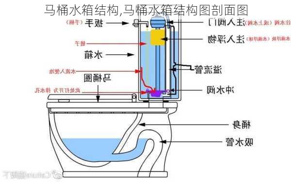 马桶水箱结构,马桶水箱结构图剖面图