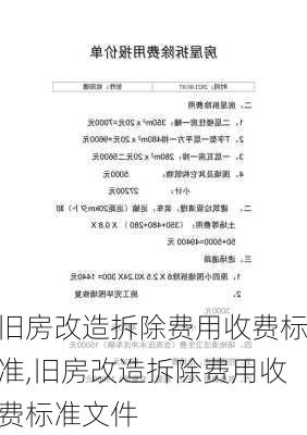 旧房改造拆除费用收费标准,旧房改造拆除费用收费标准文件