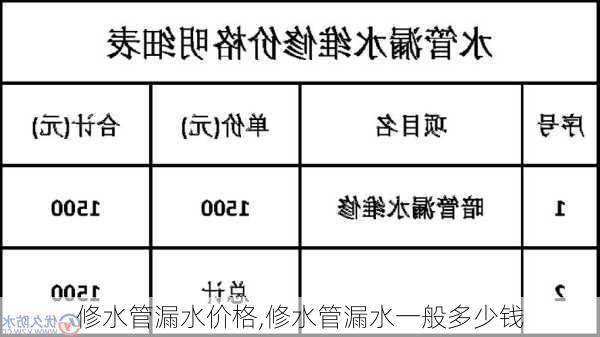 修水管漏水价格,修水管漏水一般多少钱