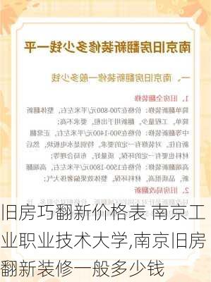 旧房巧翻新价格表 南京工业职业技术大学,南京旧房翻新装修一般多少钱