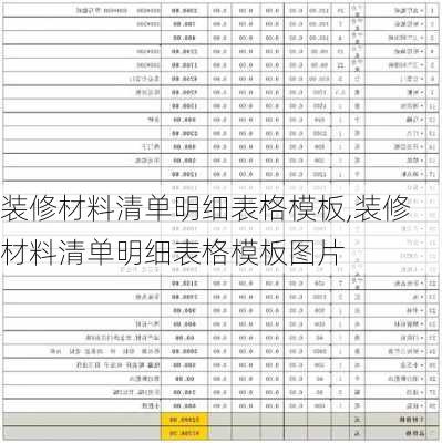 装修材料清单明细表格模板,装修材料清单明细表格模板图片