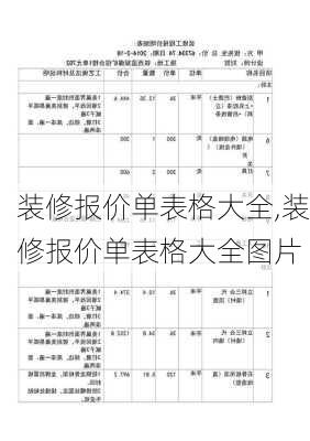 装修报价单表格大全,装修报价单表格大全图片