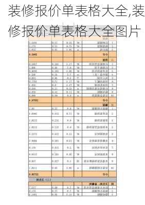 装修报价单表格大全,装修报价单表格大全图片