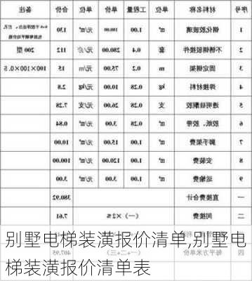 别墅电梯装潢报价清单,别墅电梯装潢报价清单表