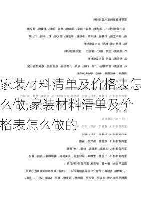 家装材料清单及价格表怎么做,家装材料清单及价格表怎么做的